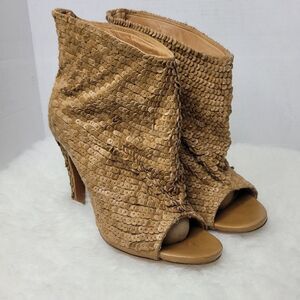 Maison Martin Margiala Womens Bootie Size 9.5 Unfitted Brown Leather Open Toe 